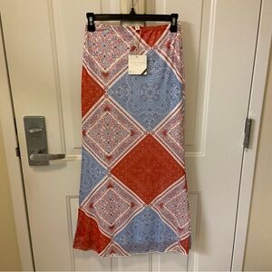 Red and Blue Paisley Pencil Skirt